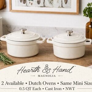 Hearth & Hand Cream Enameled Mini Dutch Oven with Stainless Knob
